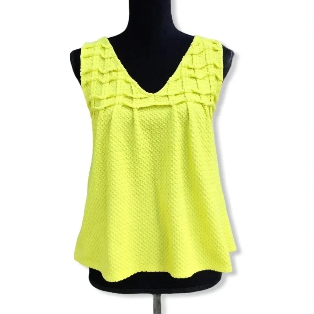 Anthropologie Deletta Textured Yellow Tank Top Tee